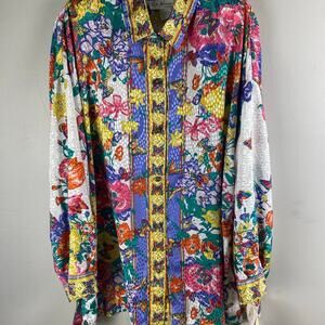 NWT Vintage Ruth Norman New York Colorful Butterfly Button Up Shirt Size 3XL